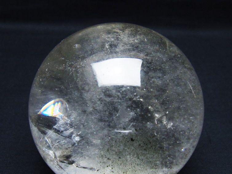 水晶 丸玉 虹入り 78mm スフィア 置物 水晶玉 一点物 151-8750