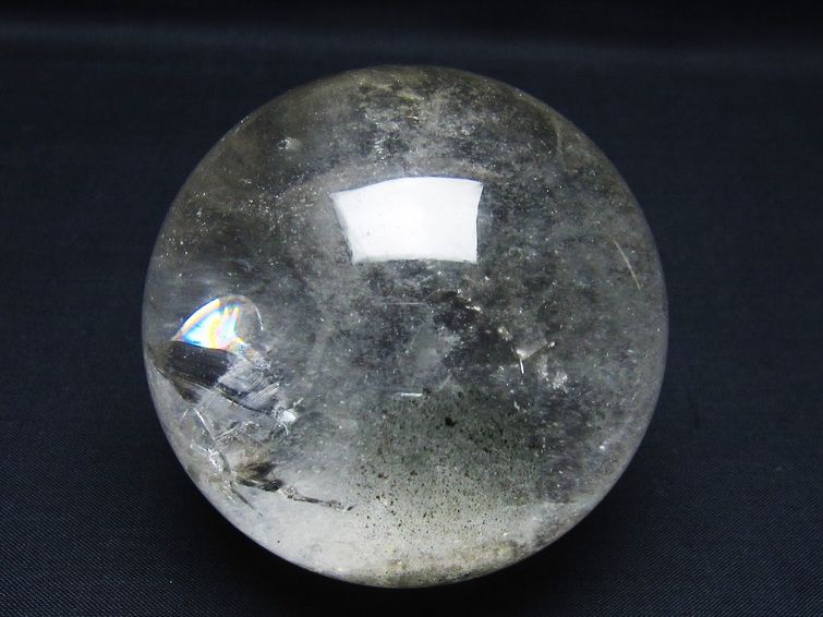 水晶 丸玉 虹入り 78mm スフィア 置物 水晶玉 一点物 151-8750