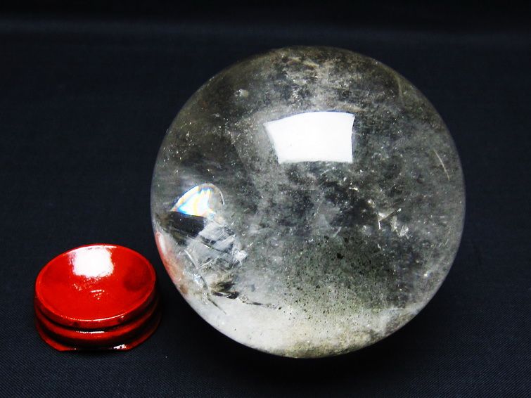 水晶 丸玉 虹入り 78mm スフィア 置物 水晶玉 一点物 151-8750