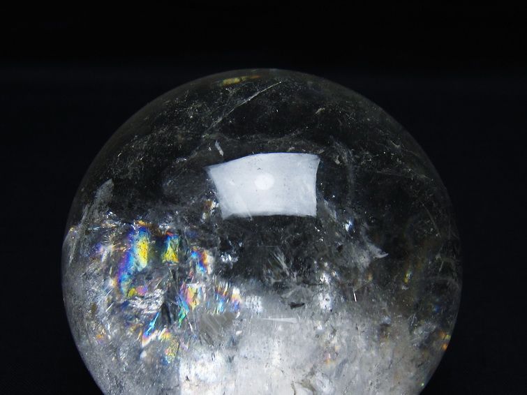 水晶 丸玉 虹入り 75mm スフィア 置物 水晶玉 一点物 151-8751