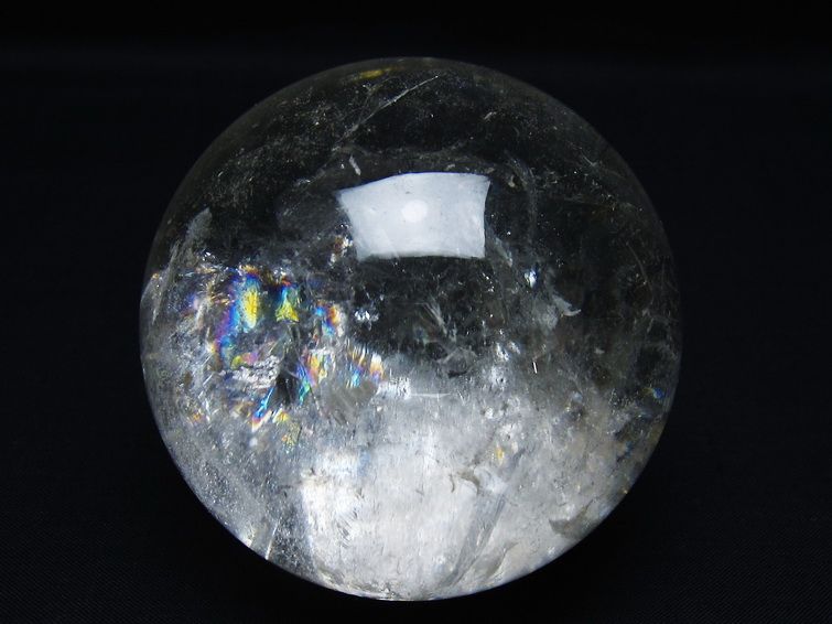 水晶 丸玉 虹入り 75mm スフィア 置物 水晶玉 一点物 151-8751