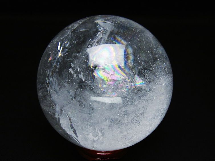 水晶 丸玉 虹入り 75mm スフィア 置物 水晶玉 一点物 151-8752