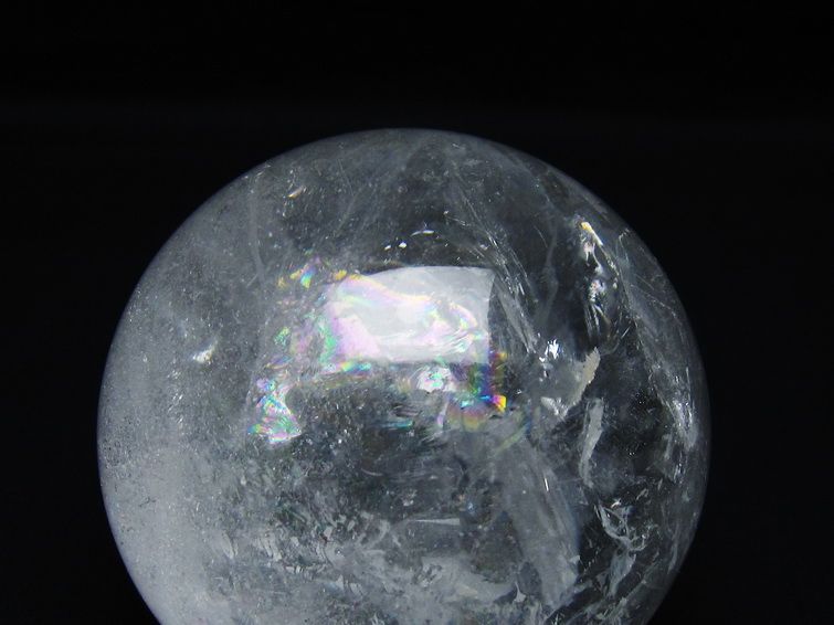 水晶 丸玉 虹入り 75mm スフィア 置物 水晶玉 一点物 151-8752