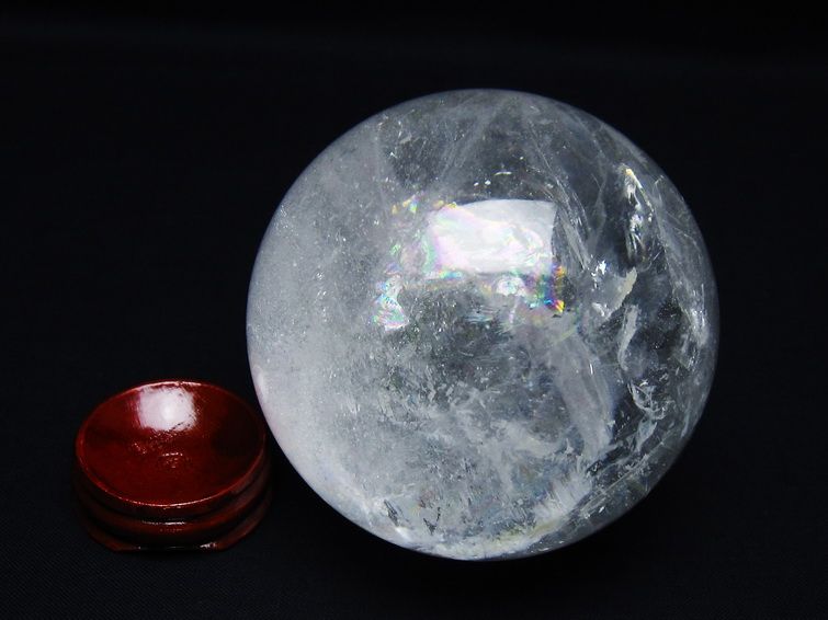 水晶 丸玉 虹入り 75mm スフィア 置物 水晶玉 一点物 151-8752