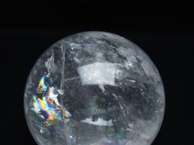 水晶 丸玉 虹入り 72mm スフィア 置物 水晶玉 一点物 151-8753