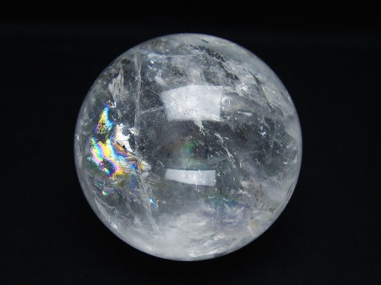 水晶 丸玉 虹入り 72mm スフィア 置物 水晶玉 一点物 151-8753