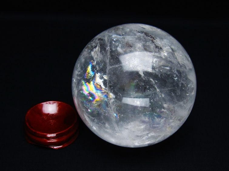 水晶 丸玉 虹入り 72mm スフィア 置物 水晶玉 一点物 151-8753