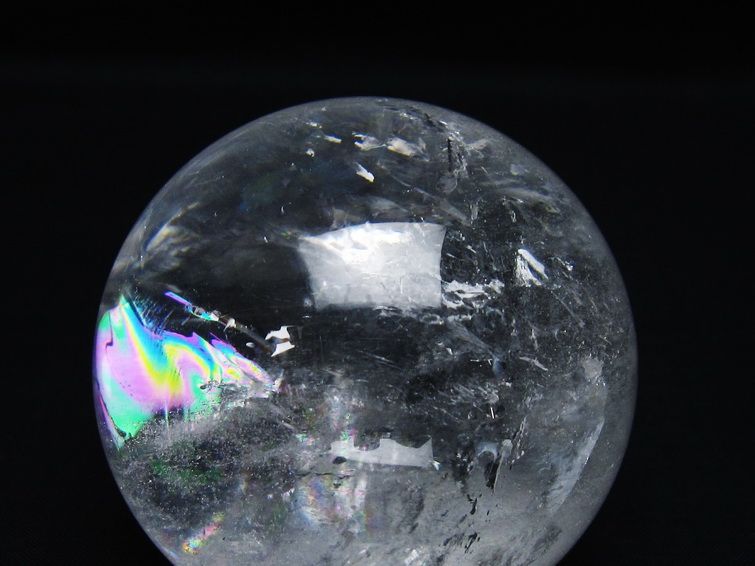 水晶 丸玉 虹入り 69mm スフィア 置物 水晶玉 一点物 151-8754