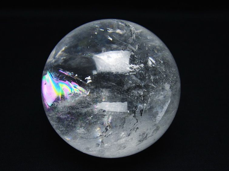 水晶 丸玉 虹入り 69mm スフィア 置物 水晶玉 一点物 151-8754
