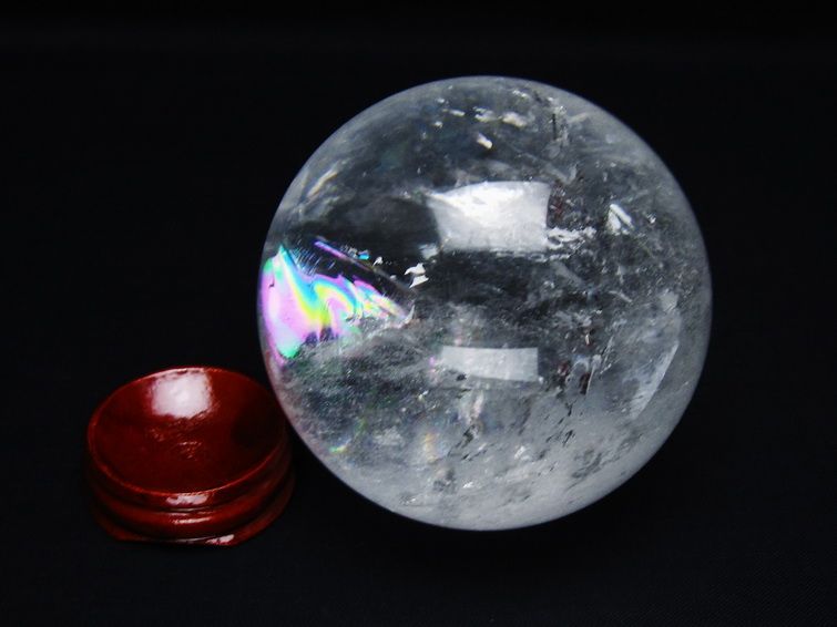 水晶 丸玉 虹入り 69mm スフィア 置物 水晶玉 一点物 151-8754