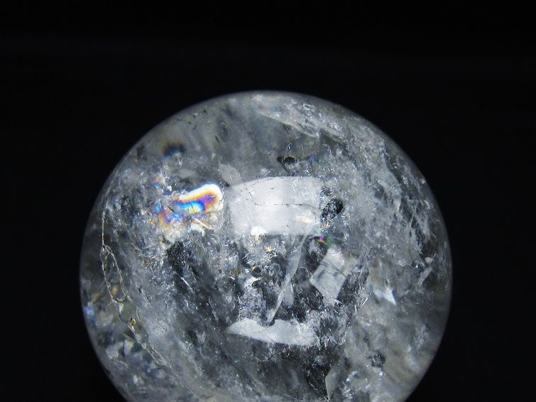 水晶 丸玉 虹入り 69mm スフィア 置物 水晶玉 一点物 151-8755