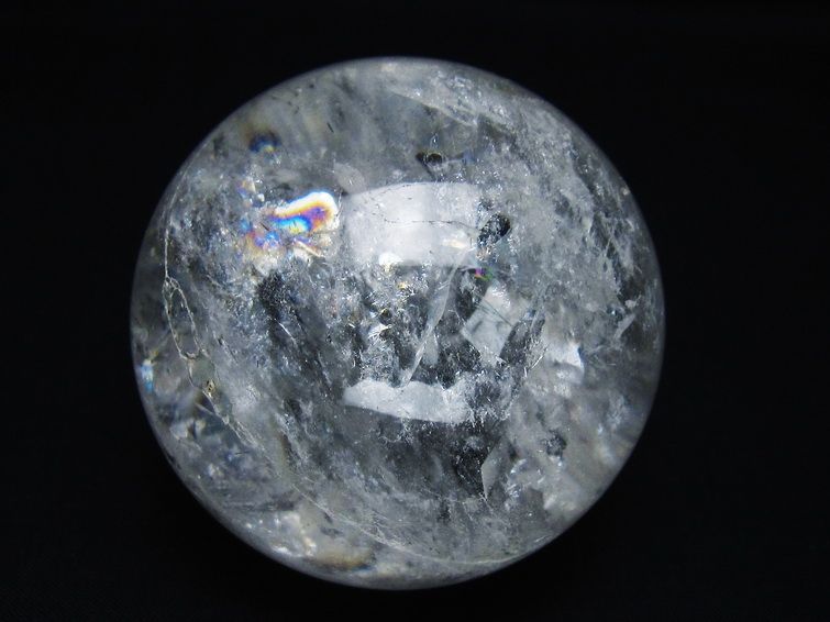 水晶 丸玉 虹入り 69mm スフィア 置物 水晶玉 一点物 151-8755
