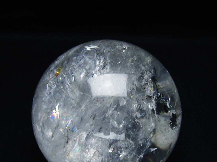 水晶 丸玉 虹入り 69mm スフィア 置物 水晶玉 一点物 151-8756