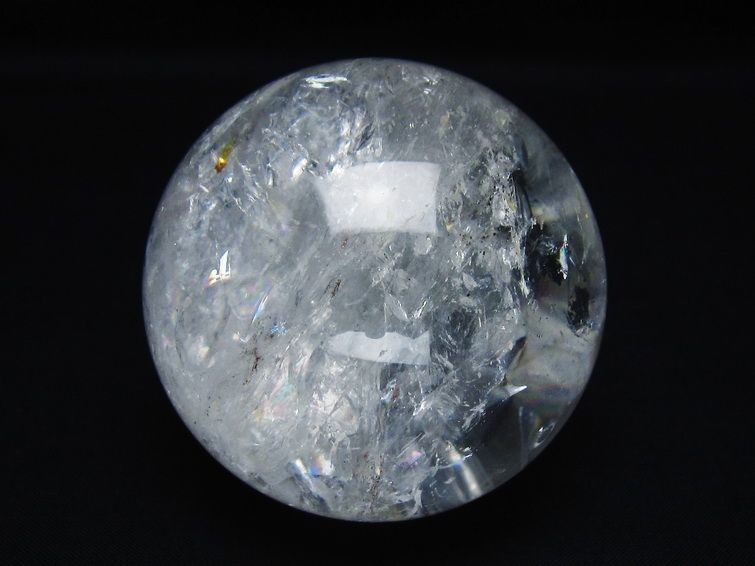 水晶 丸玉 虹入り 69mm スフィア 置物 水晶玉 一点物 151-8756