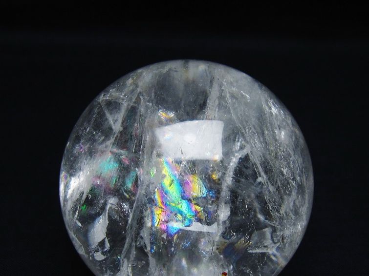 水晶 丸玉 虹入り 67mm スフィア 置物 水晶玉 一点物 151-8757