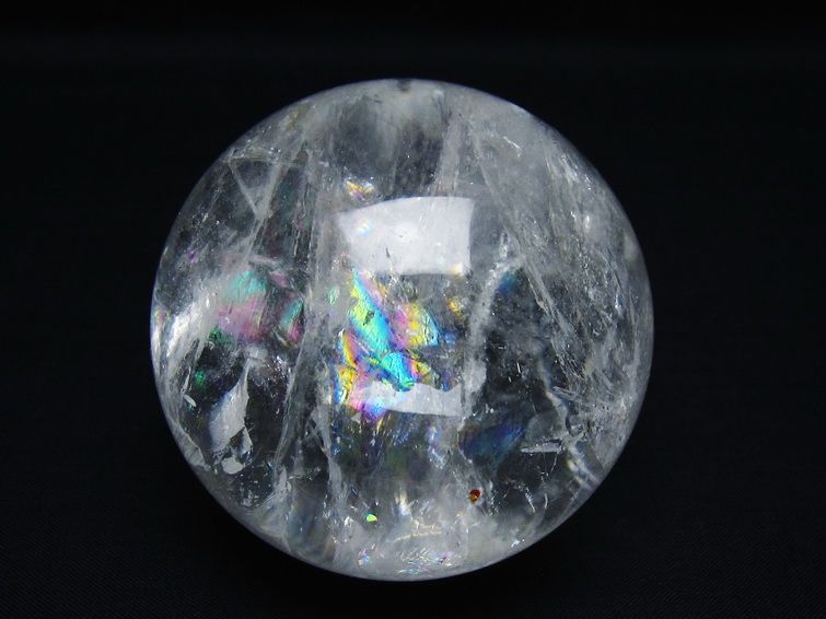 水晶 丸玉 虹入り 67mm スフィア 置物 水晶玉 一点物 151-8757