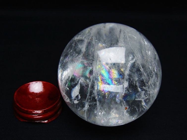 水晶 丸玉 虹入り 67mm スフィア 置物 水晶玉 一点物 151-8757