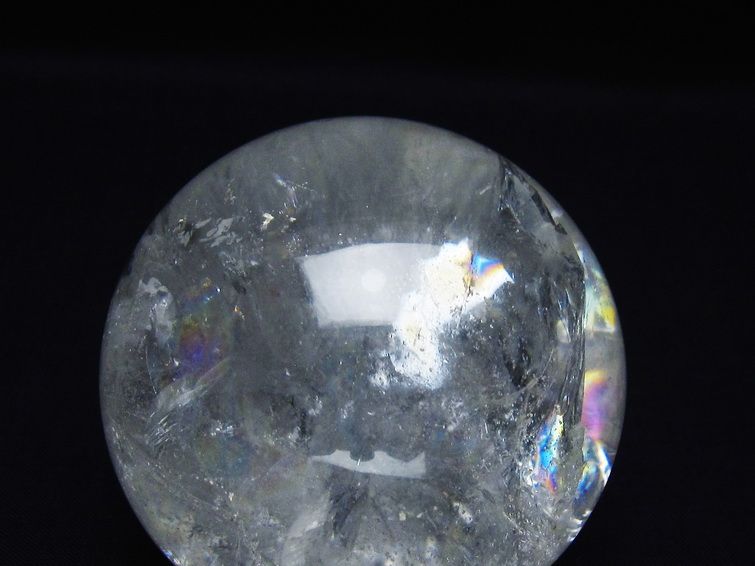 水晶 丸玉 虹入り 69mm スフィア 置物 水晶玉 一点物 151-8758