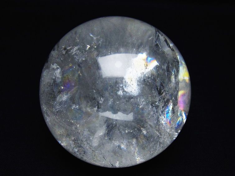 水晶 丸玉 虹入り 69mm スフィア 置物 水晶玉 一点物 151-8758