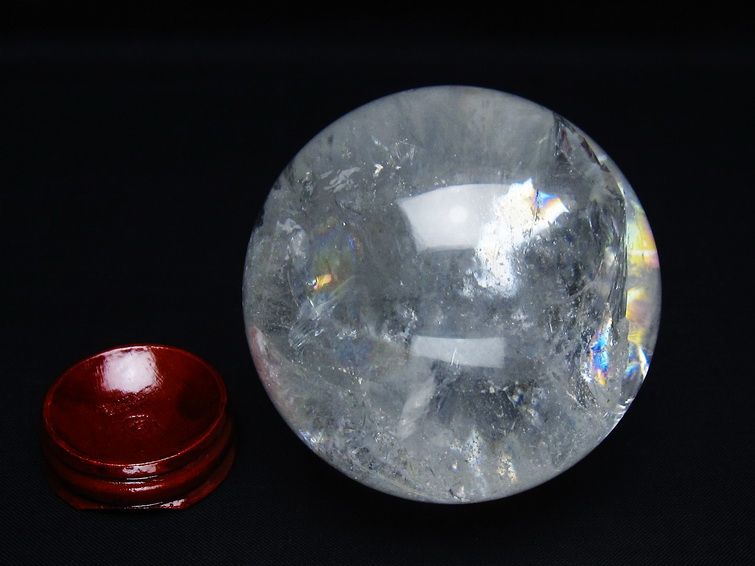 水晶 丸玉 虹入り 69mm スフィア 置物 水晶玉 一点物 151-8758