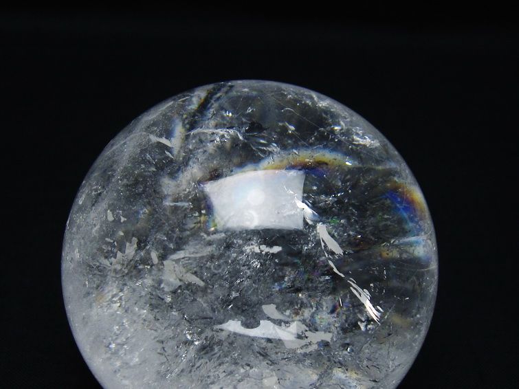 水晶 丸玉 虹入り 65mm スフィア 置物 水晶玉 一点物 151-8759