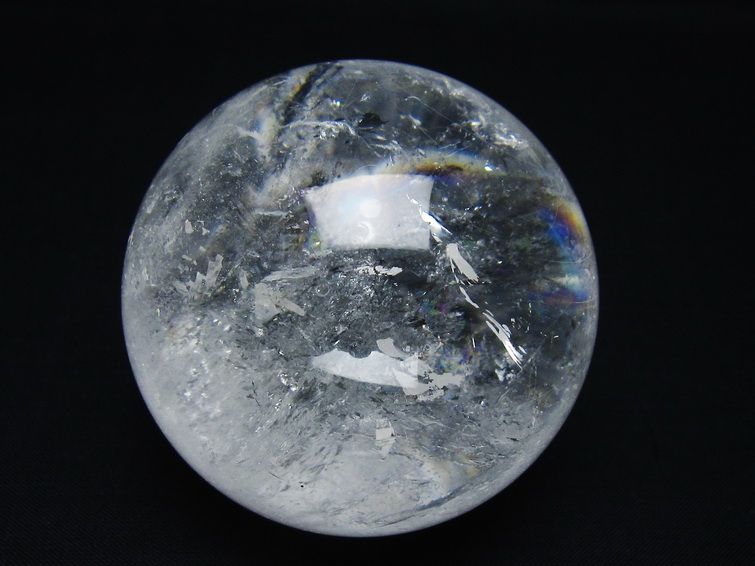 水晶 丸玉 虹入り 65mm スフィア 置物 水晶玉 一点物 151-8759