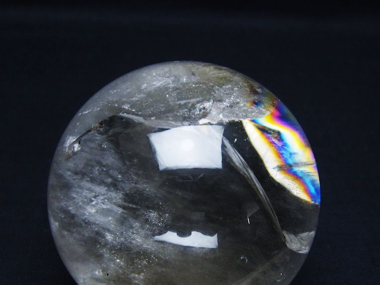 水晶 丸玉 虹入り 64mm スフィア 置物 水晶玉 一点物 151-8760
