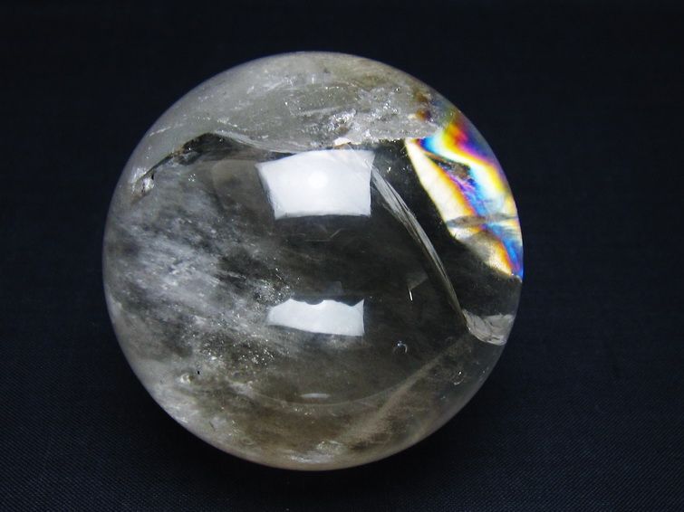 水晶 丸玉 虹入り 64mm スフィア 置物 水晶玉 一点物 151-8760