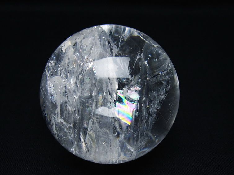 水晶 丸玉 虹入り 64mm スフィア 置物 水晶玉 一点物 151-8761