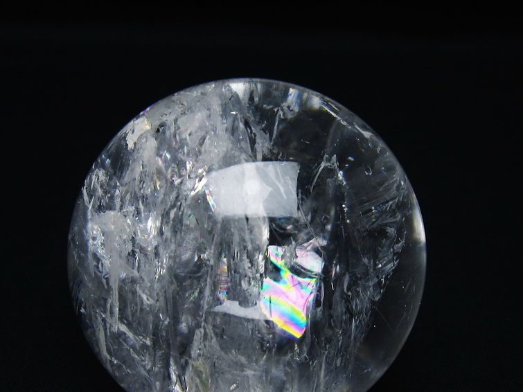 水晶 丸玉 虹入り 64mm スフィア 置物 水晶玉 一点物 151-8761