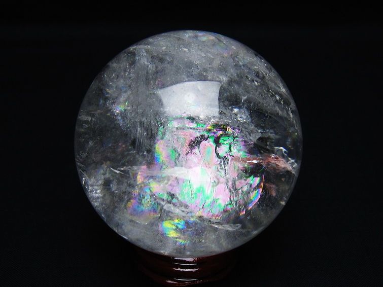 水晶 丸玉 虹入り 63mm スフィア 置物 水晶玉 一点物 151-8762