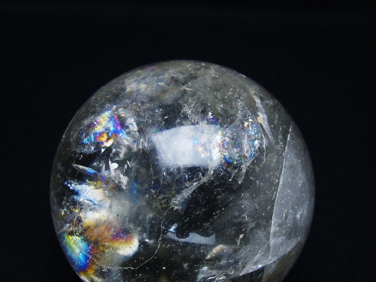 水晶 丸玉 虹入り 63mm スフィア 置物 水晶玉 一点物 151-8763