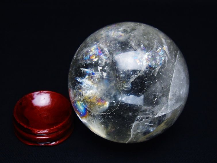 水晶 丸玉 虹入り 63mm スフィア 置物 水晶玉 一点物 151-8763