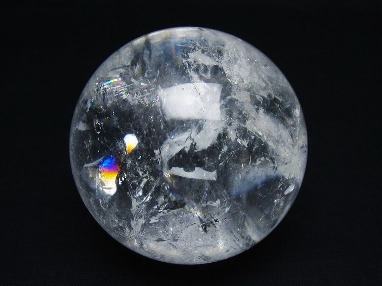 水晶 丸玉 虹入り 62mm スフィア 置物 水晶玉 一点物 151-8765 [sold out]