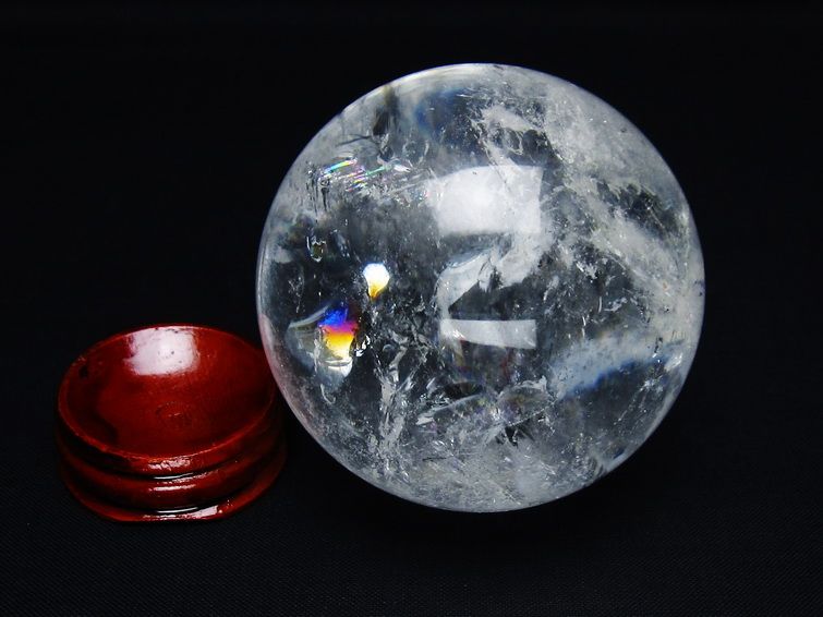 水晶 丸玉 虹入り 62mm スフィア 置物 水晶玉 一点物 151-8765 [sold out]