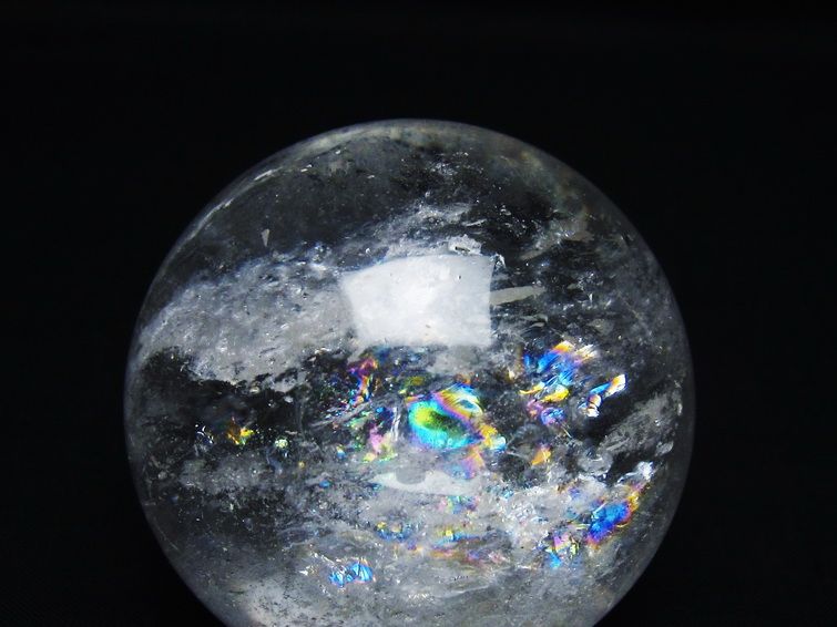 水晶 丸玉 虹入り 62mm スフィア 置物 水晶玉 一点物 151-8766