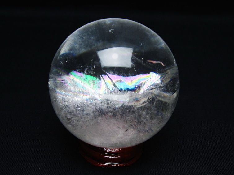 水晶 丸玉 虹入り 60mm スフィア 置物 水晶玉 一点物 151-8767