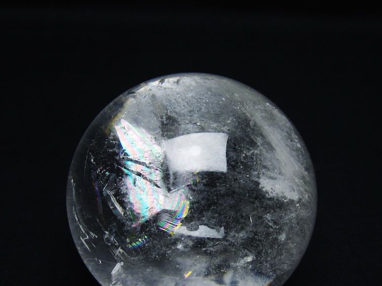 水晶 丸玉 虹入り 60mm スフィア 置物 水晶玉 一点物 151-8767