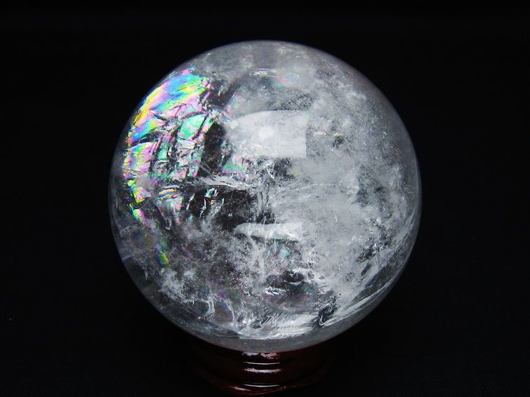 水晶 丸玉 虹入り 60mm スフィア 置物 水晶玉 一点物 151-8768