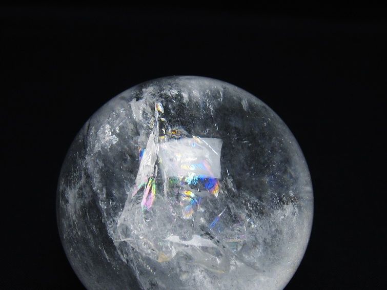 水晶 丸玉 虹入り 60mm スフィア 置物 水晶玉 一点物 151-8768