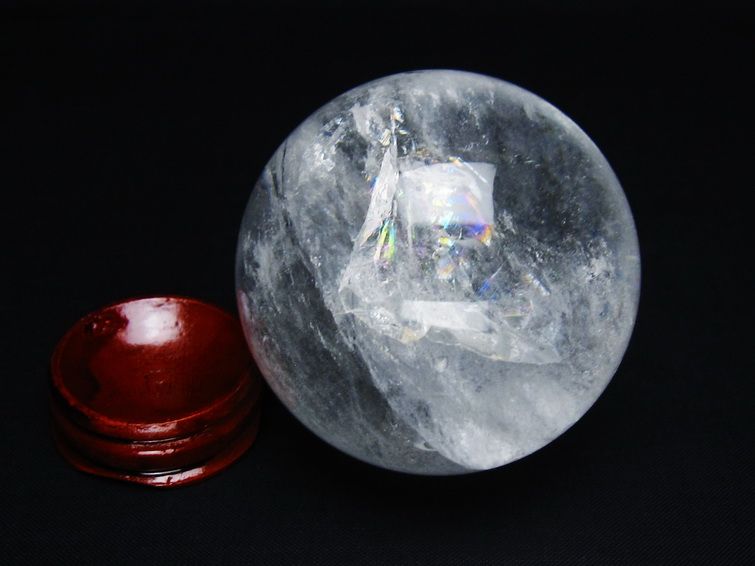 水晶 丸玉 虹入り 60mm スフィア 置物 水晶玉 一点物 151-8768