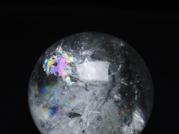 水晶 丸玉 虹入り 59mm スフィア 置物 水晶玉 一点物 151-8770