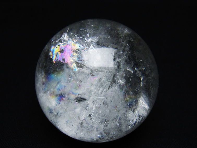 水晶 丸玉 虹入り 59mm スフィア 置物 水晶玉 一点物 151-8770