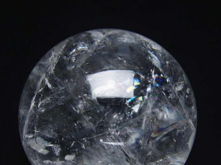 水晶 丸玉 虹入り 58mm スフィア 置物 水晶玉 一点物 151-8771