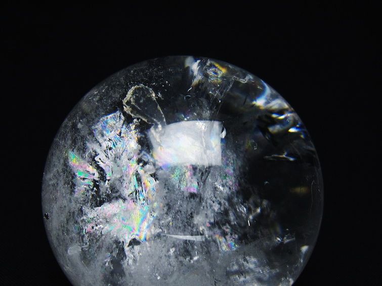 水晶 丸玉 虹入り 56mm スフィア 置物 水晶玉 一点物 151-8774 【sold out】