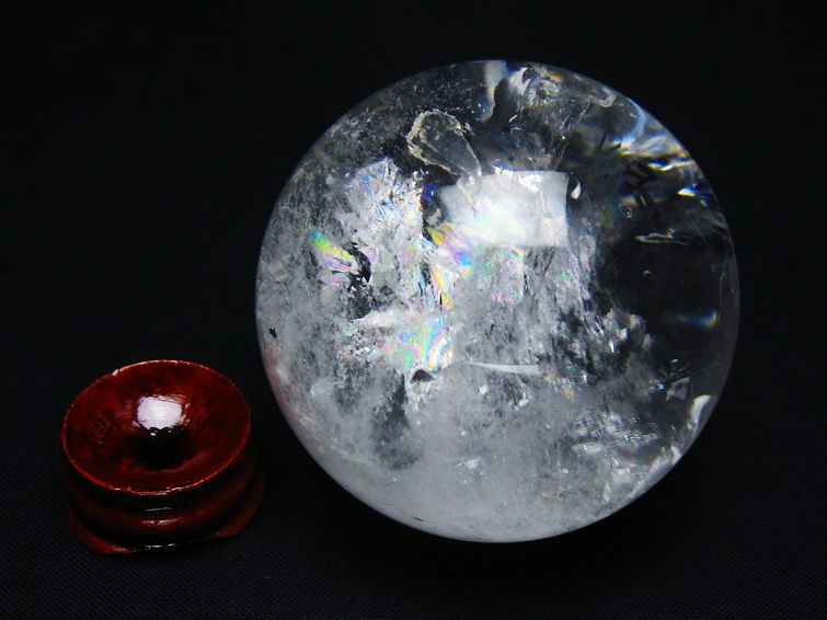 水晶 丸玉 虹入り 56mm スフィア 置物 水晶玉 一点物 151-8774 【sold out】