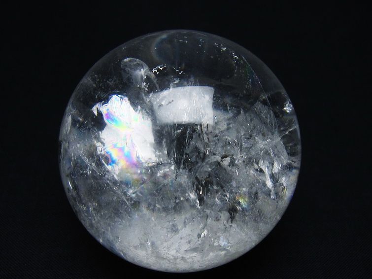 水晶 丸玉 虹入り 55mm スフィア 置物 水晶玉 一点物 151-8775[sold out]