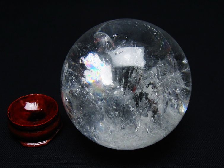 水晶 丸玉 虹入り 55mm スフィア 置物 水晶玉 一点物 151-8775[sold out]