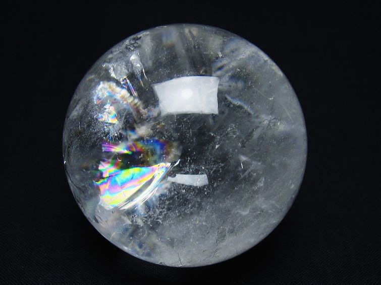 水晶 丸玉 虹入り 54mm スフィア 置物 水晶玉 一点物 151-8776 【sold out】