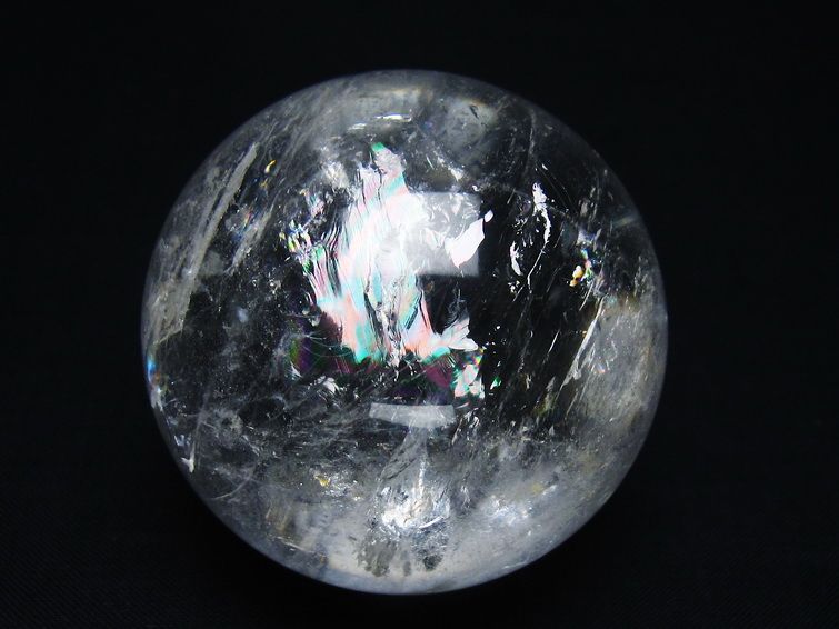 水晶 丸玉 虹入り 54mm スフィア 置物 水晶玉 一点物 151-8777 【sold out】